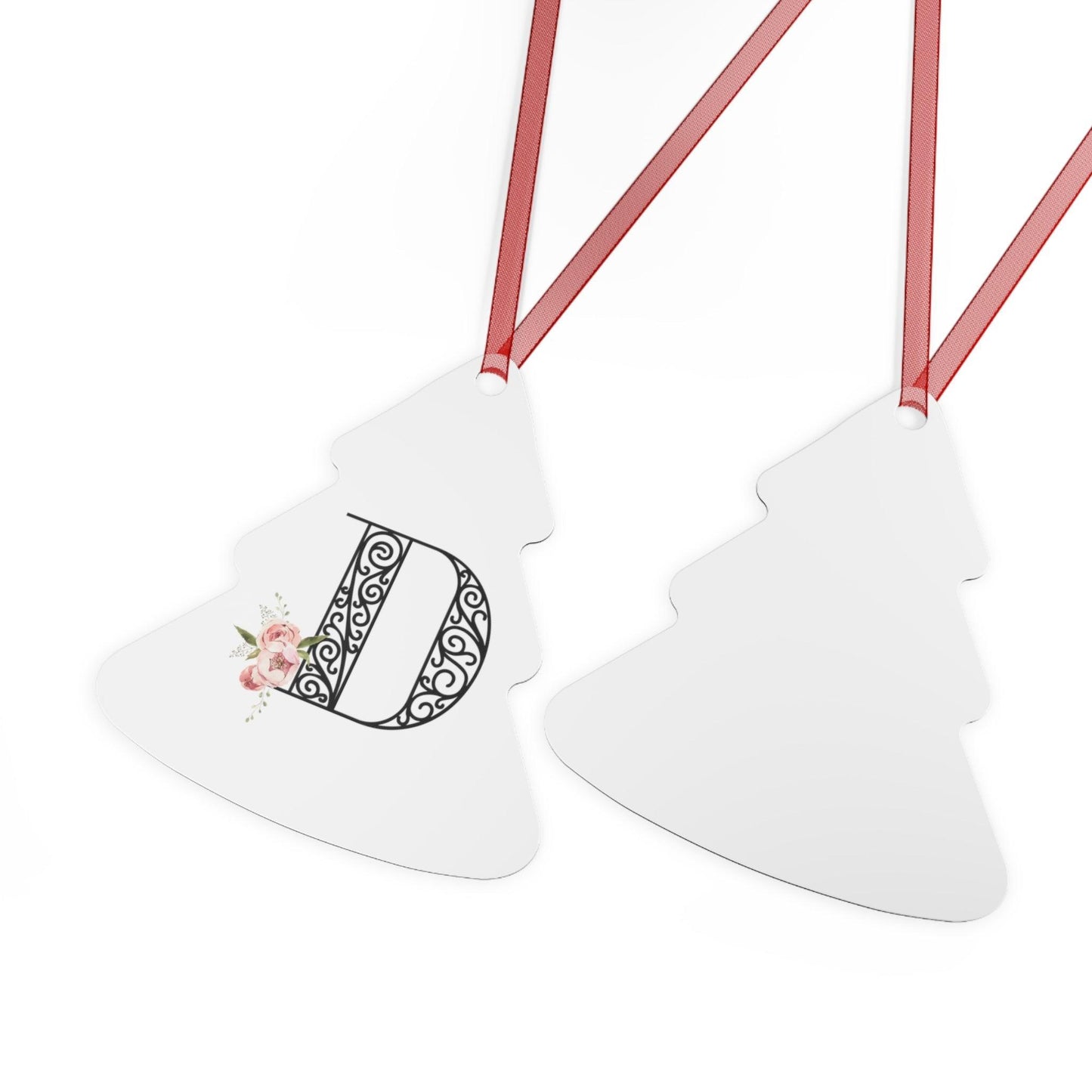 Floral Letters: Letter D - Metal Christmas Ornament - Whippie's