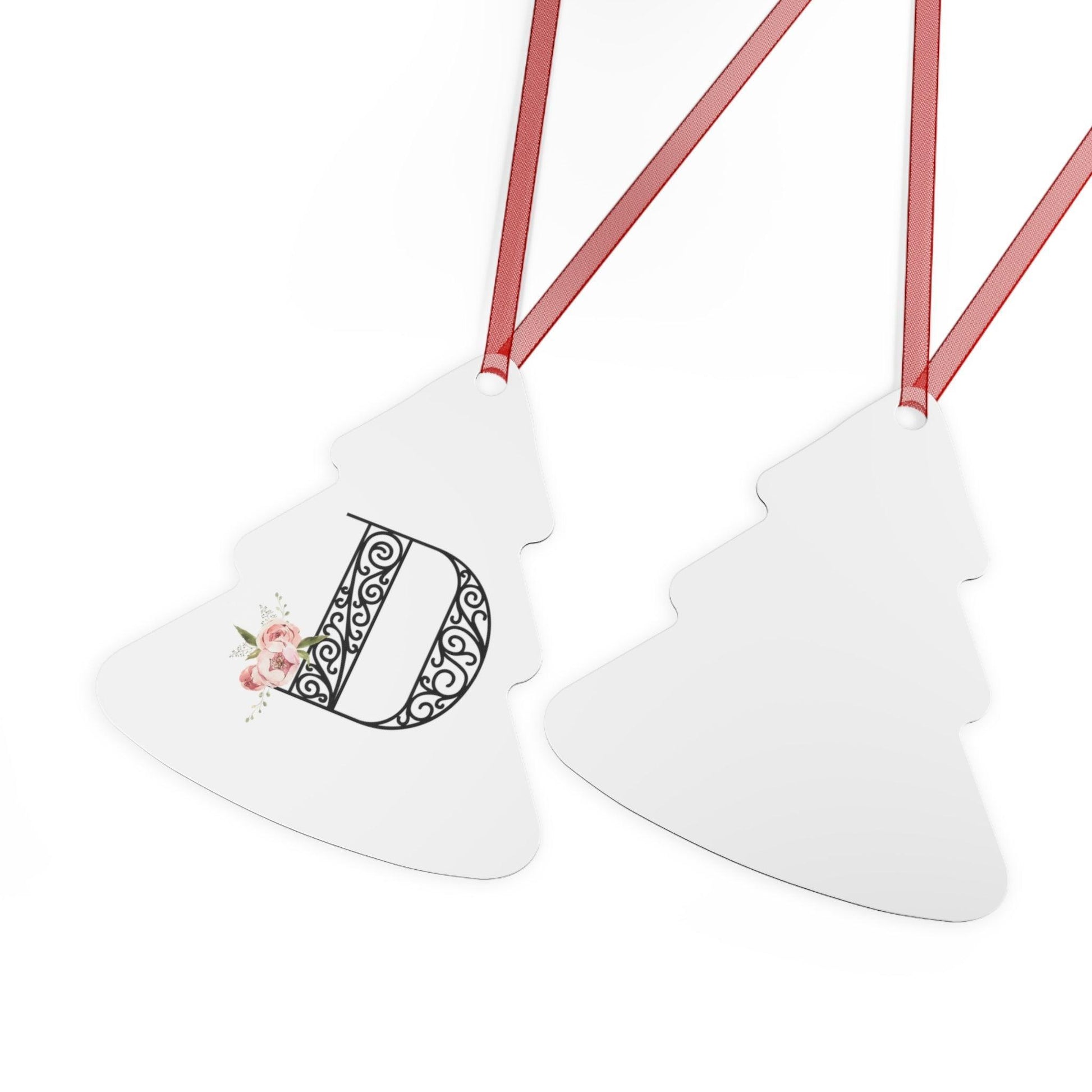 Floral Letters: Letter D - Metal Christmas Ornament - Whippie's
