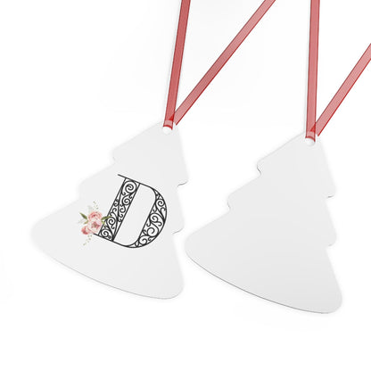 Floral Letters: Letter D - Metal Christmas Ornament - Whippie's