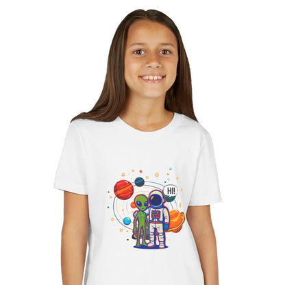Greetings from Outerspace: Friendly Alien & Astronaut Youth Tee
