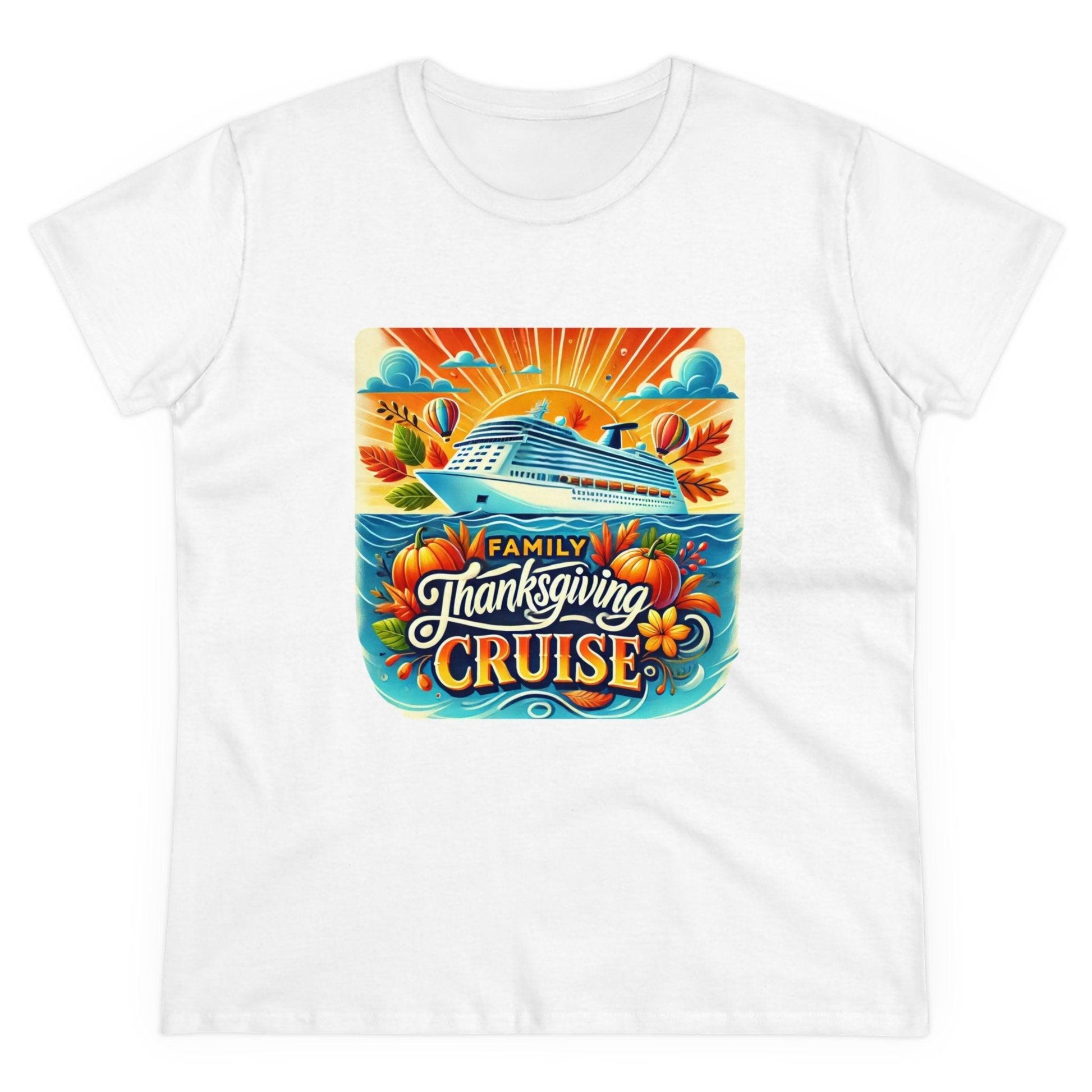 Family Thanksgiving Cruise - Gobble 'til You Wobble! 🚢🍂 Women's Midweight Cotton Tee - Whippie's