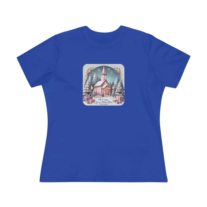 💖⛪ Pink Church - Oh Come, Let Us Adore Him ❄️🎁 - Women's Softstyle Tee - Whippie's