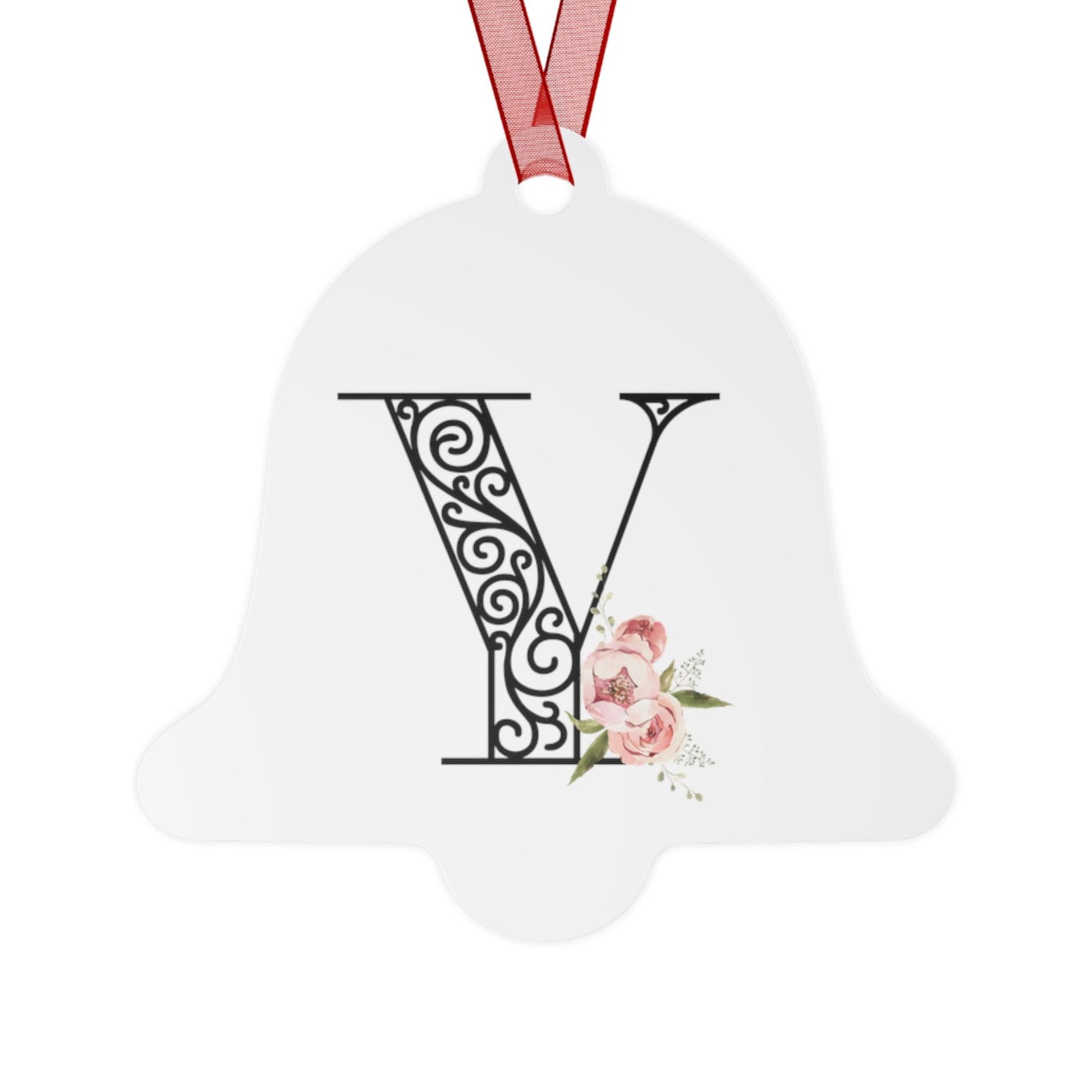Floral Letters: Letter Y - Metal Christmas Ornament - Whippie's