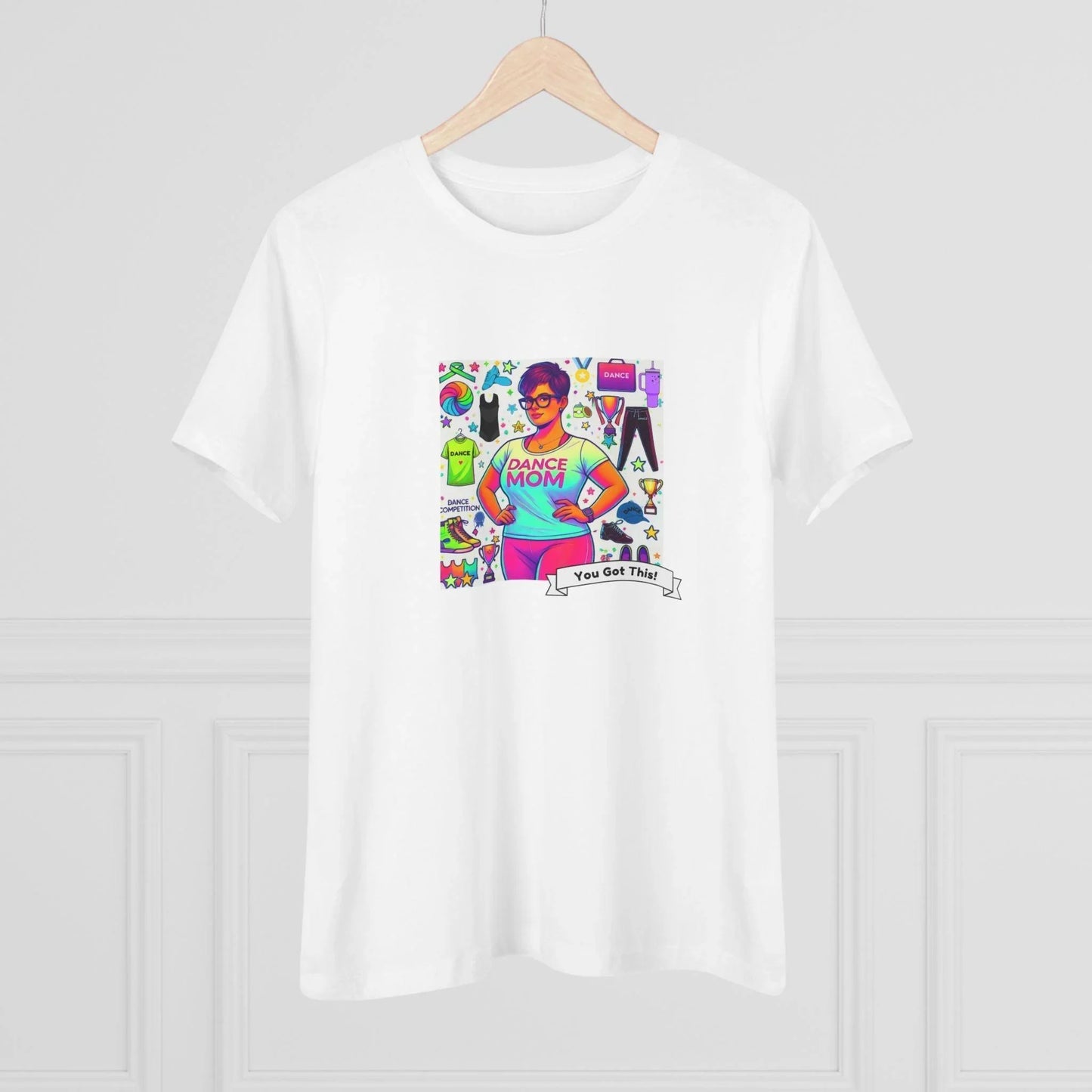 Dance Mom: "You've Got This" - Brunette with Glasses Mom - Short Hair - Boy Dancer - Women's Softsyle Tee - Whippie's