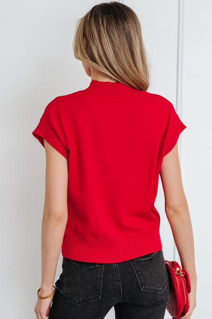 White Valentine's Heart Cropped Short Sleeve Sweater