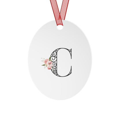 Floral Letters: Letter C - Metal Christmas Ornament - Whippie's
