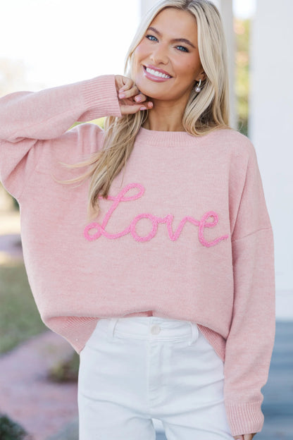 Baggy Love Sweater | Pink Graphic Pullover