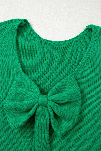 Festive Bow Sweater | Backless Bubble Sleeve