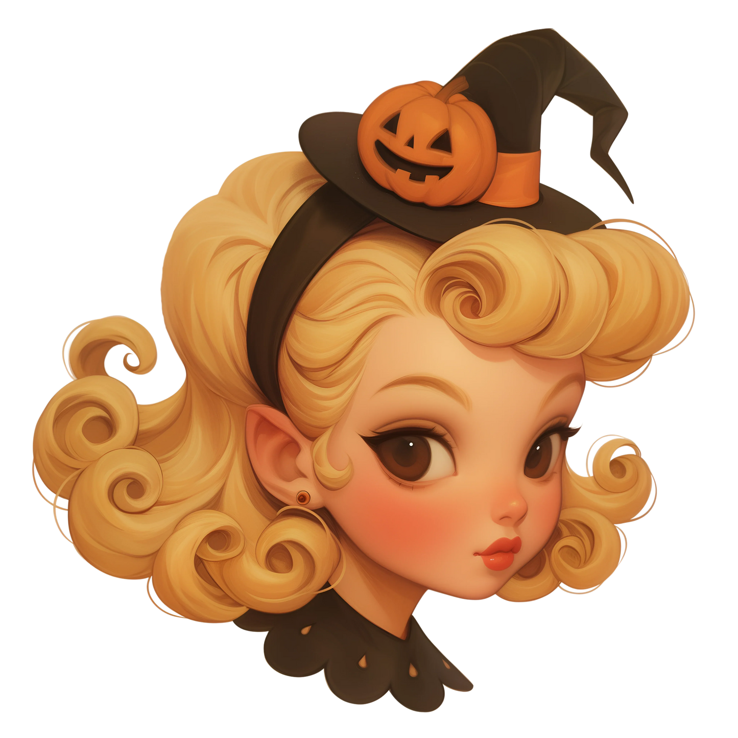 Pumpkin Pinup: Vintage Halloween Witch V-neck Tee