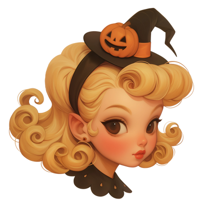 Pumpkin Pinup: Vintage Halloween Witch V-neck Tee