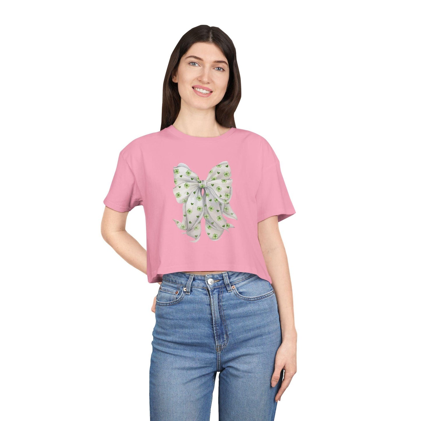 Shamrock Hearts Women's Cropped Tee - Spread the Luck and Love! - Whippie's