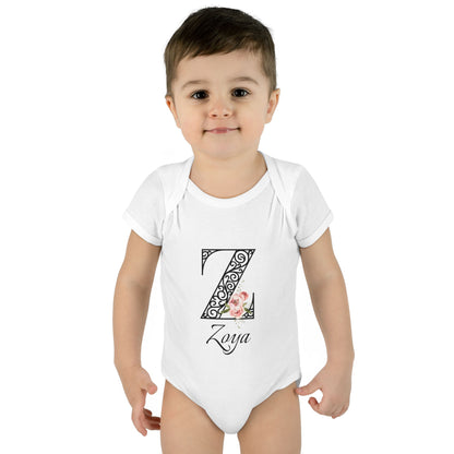 Floral Letters: Letter Z - Peony Baby Onesie - Personalizable