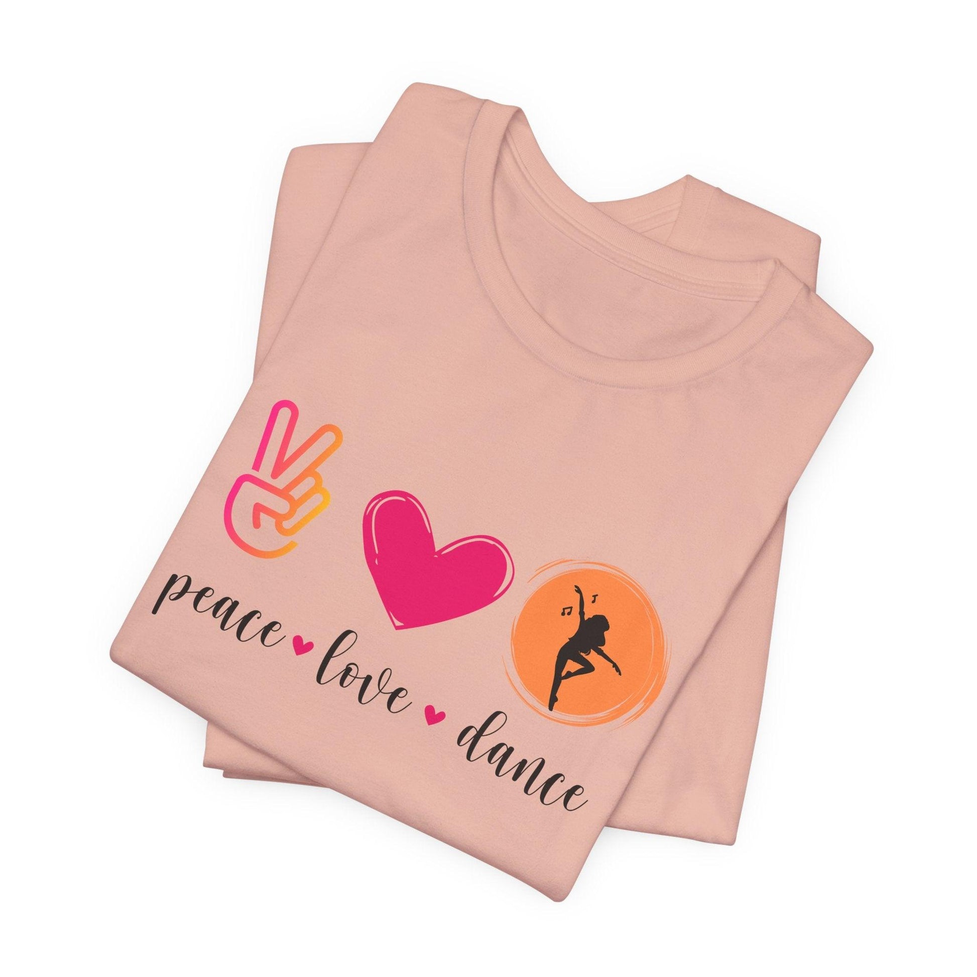 Peace, Love & Dance Unisex Jersey Tee - ✌️❤️💃 Express Yourself Through Movement! 💃❤️✌️ - Whippie's