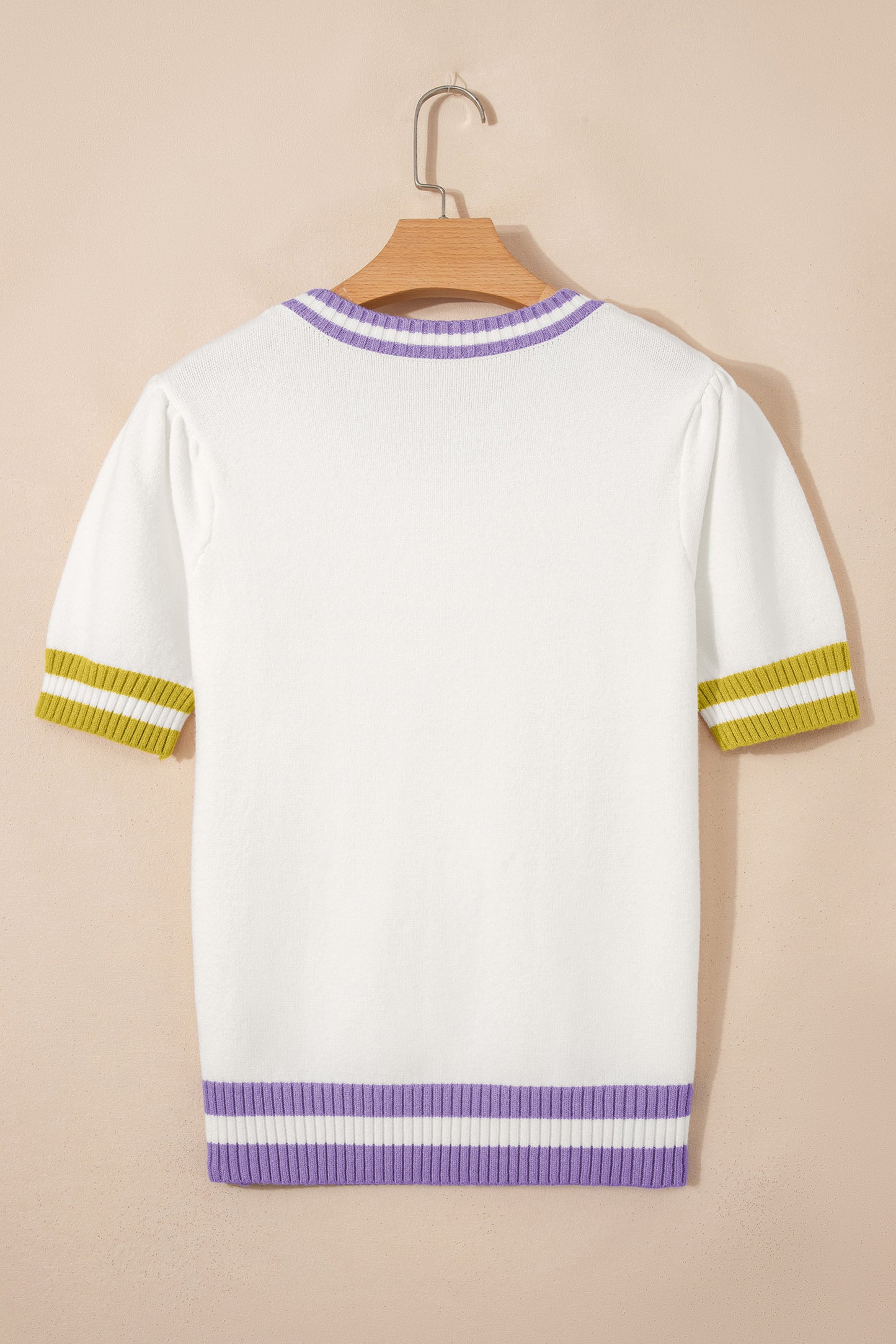 Mardi Gras Sweater | Tinsel Letter Short Sleeve Sweater