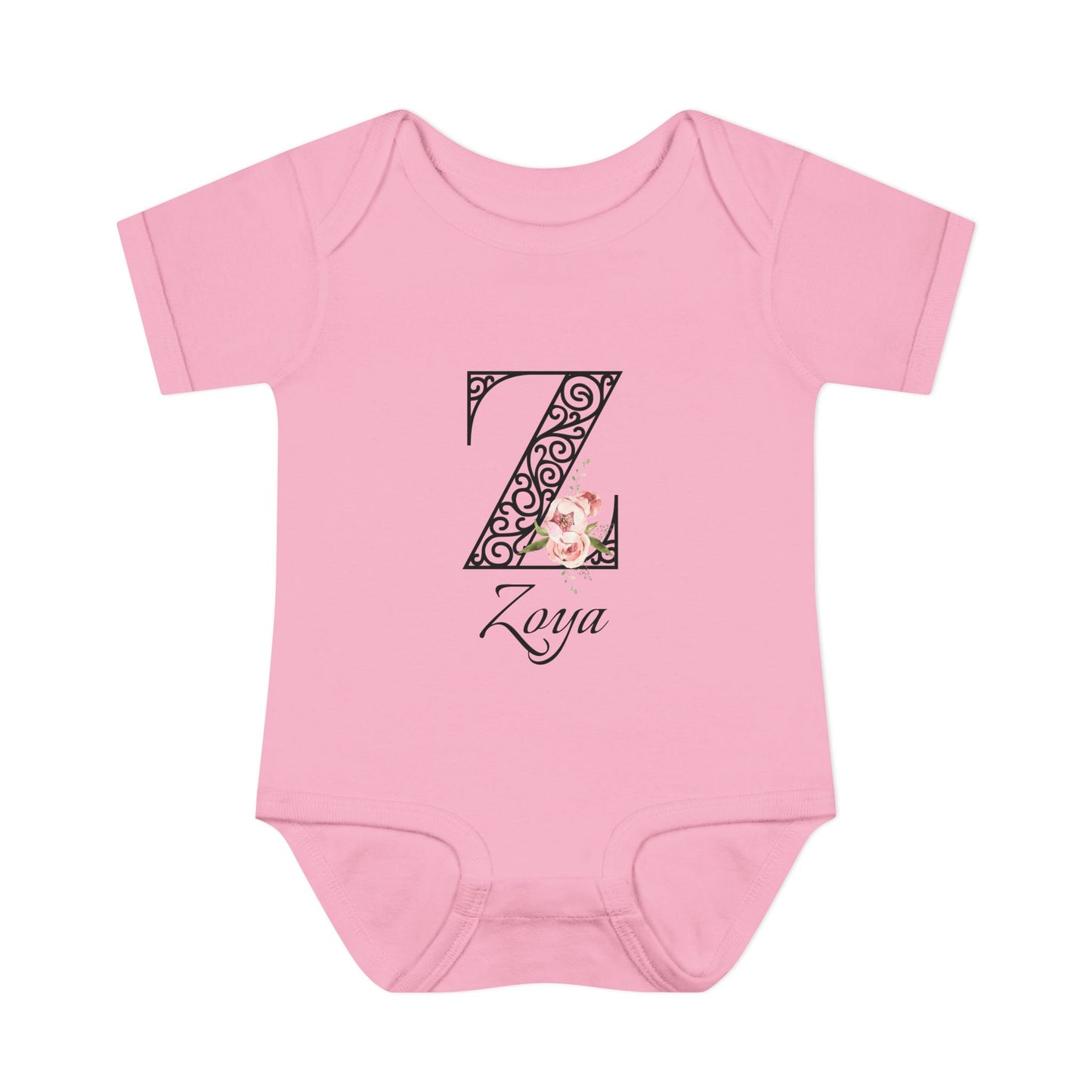 Floral Letters: Letter Z - Peony Baby Onesie - Personalizable