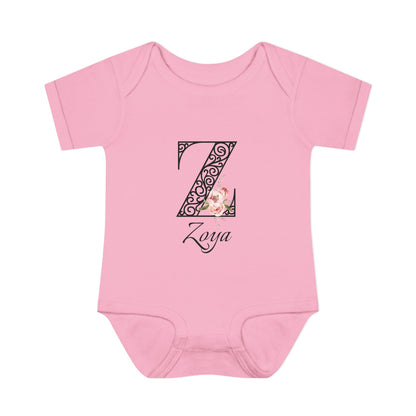 Floral Letters: Letter Z - Peony Baby Onesie - Personalizable