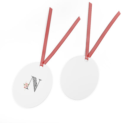 Floral Letters: Letter N - Metal Christmas Ornament - Whippie's