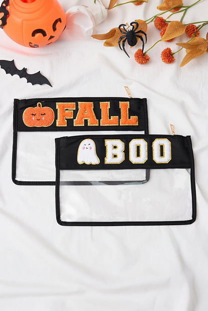 Orange Fall Pumpkin Chenille Clear Zip Pouch