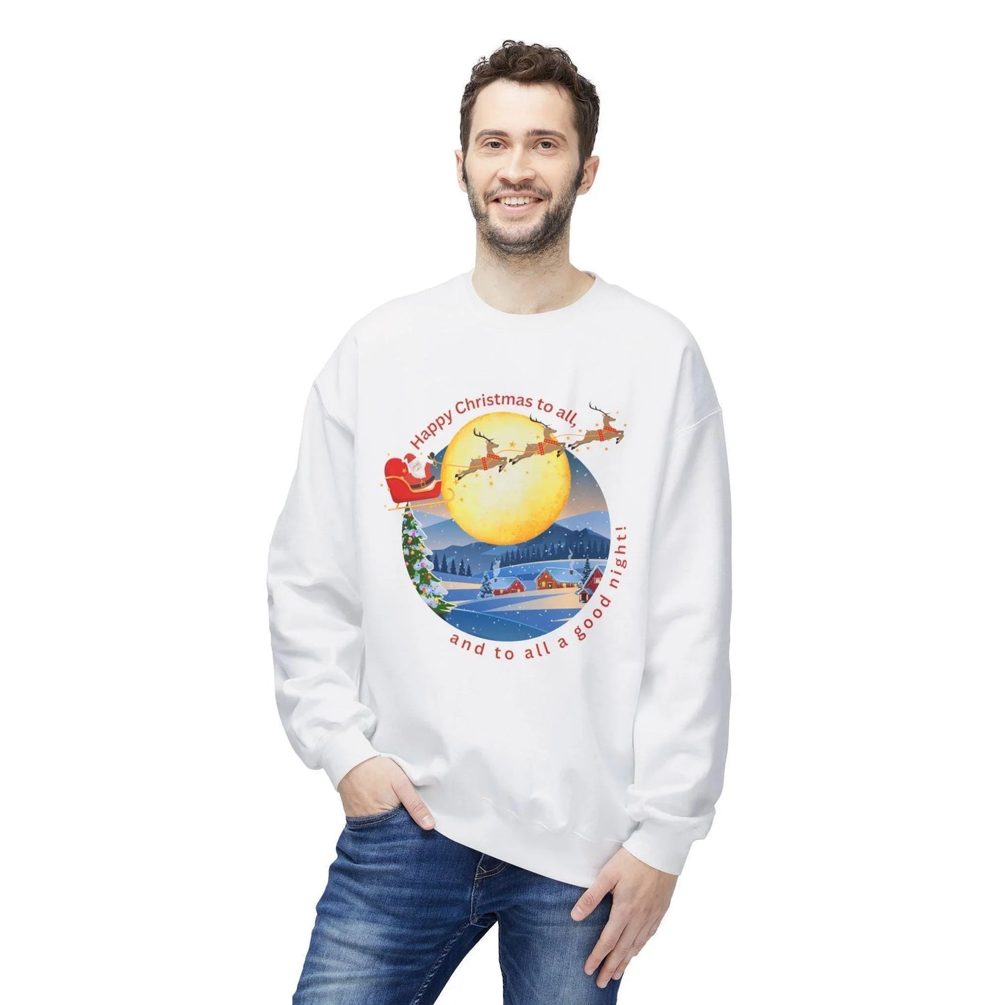 🎅 Happy Christmas to All! 🌕 Unisex Fleece Sweatshirt ✨ Wishing you a magical Christmas Eve! - Whippie's