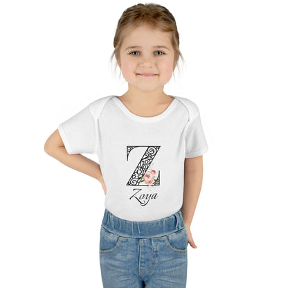Floral Letters: Letter Z - Peony Baby Onesie - Personalizable
