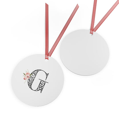 Floral Letters: Letter G - Metal Christmas Ornament - Whippie's