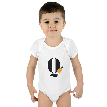 Alphabet Adventures: Letter Q - Quiet Quail Baby Onesie Q is for Quiet Quail! - Whippie's