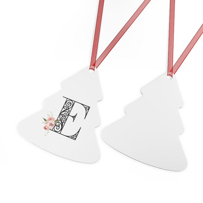 Floral Letters: Letter E - Metal Christmas Ornament - Whippie's