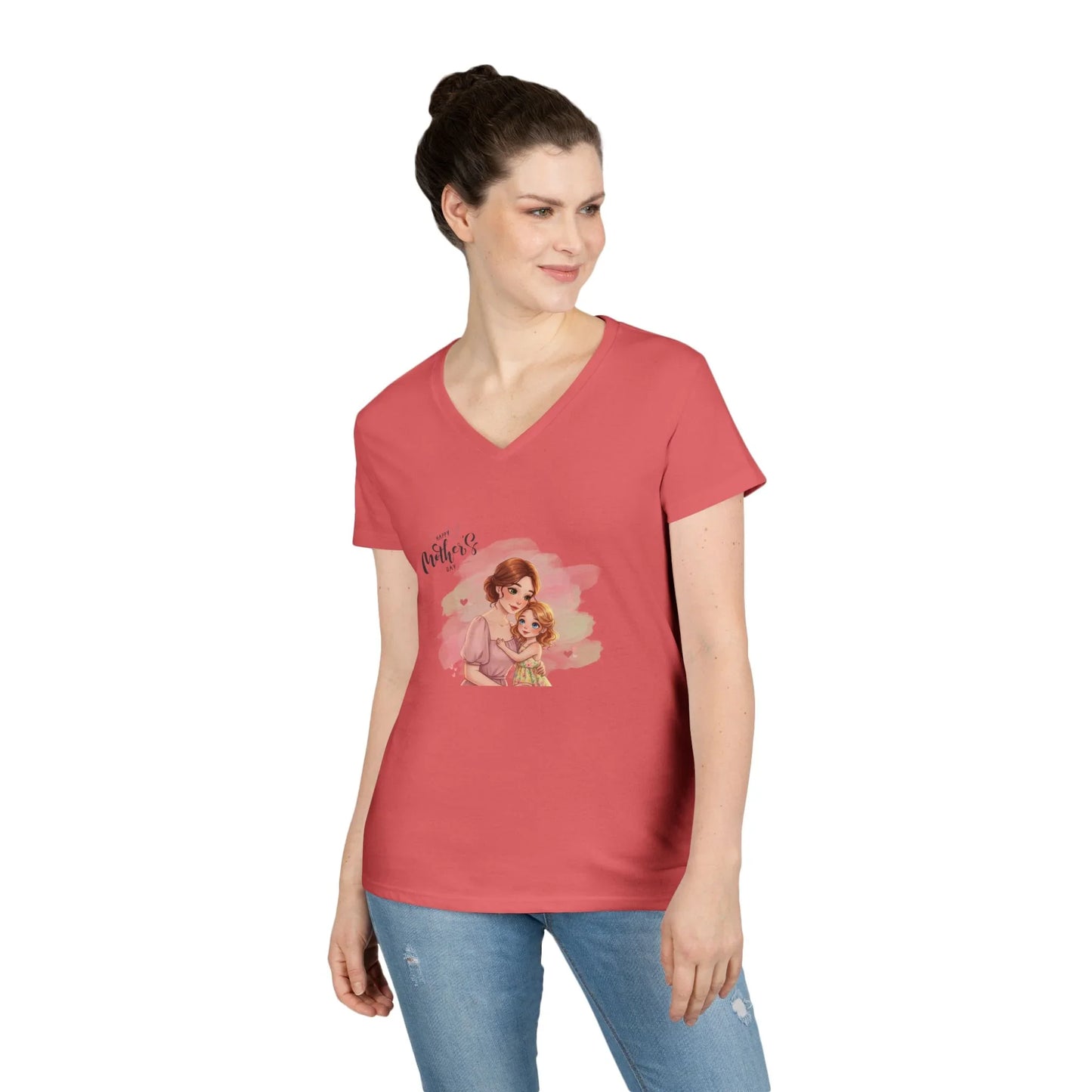 Happy Mother's Day Mom & Daughter Hug V-Neck T-Shirt - Whippie's