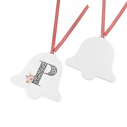 Floral Letters: Letter P - Metal Christmas Ornament - Whippie's