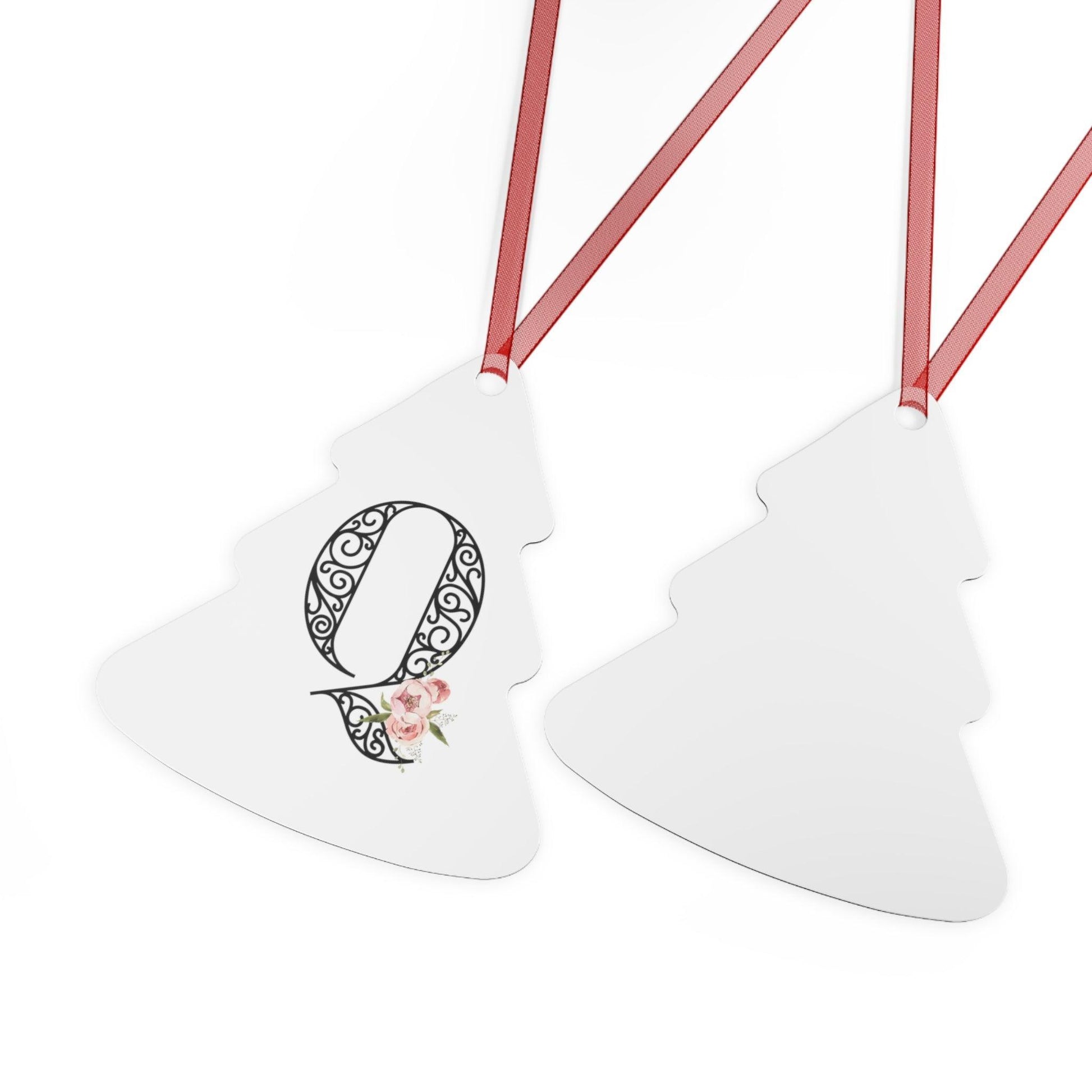 Floral Letters: Letter Q - Metal Christmas Ornament - Whippie's