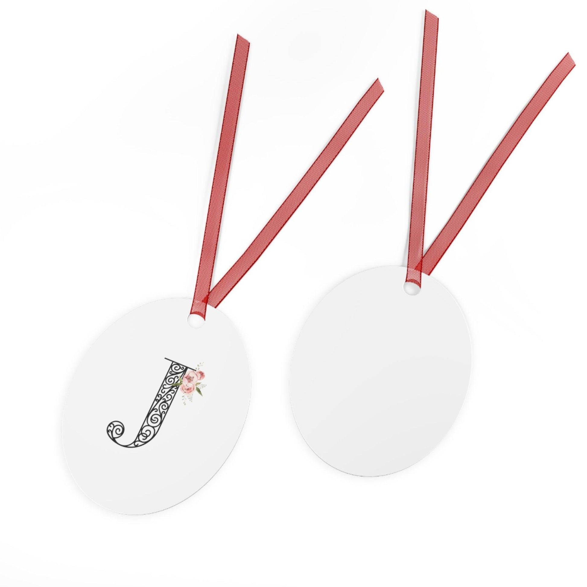 Floral Letters: Letter J - Metal Christmas Ornament - Whippie's