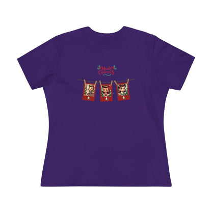 Merry Christmas - Photo Banner - Brunette Girls - Women's Softstyle Tee - Whippie's