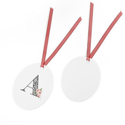 Floral Letters: Letter A - Metal Christmas Ornament - Whippie's