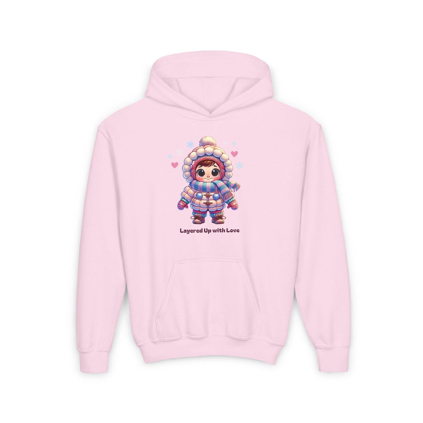 Layered Up with Love (girl) - Cozy Comfort for Kids! ❄️💖 Youth Heavy Blend Hooded Sweatshirt - Whippie's