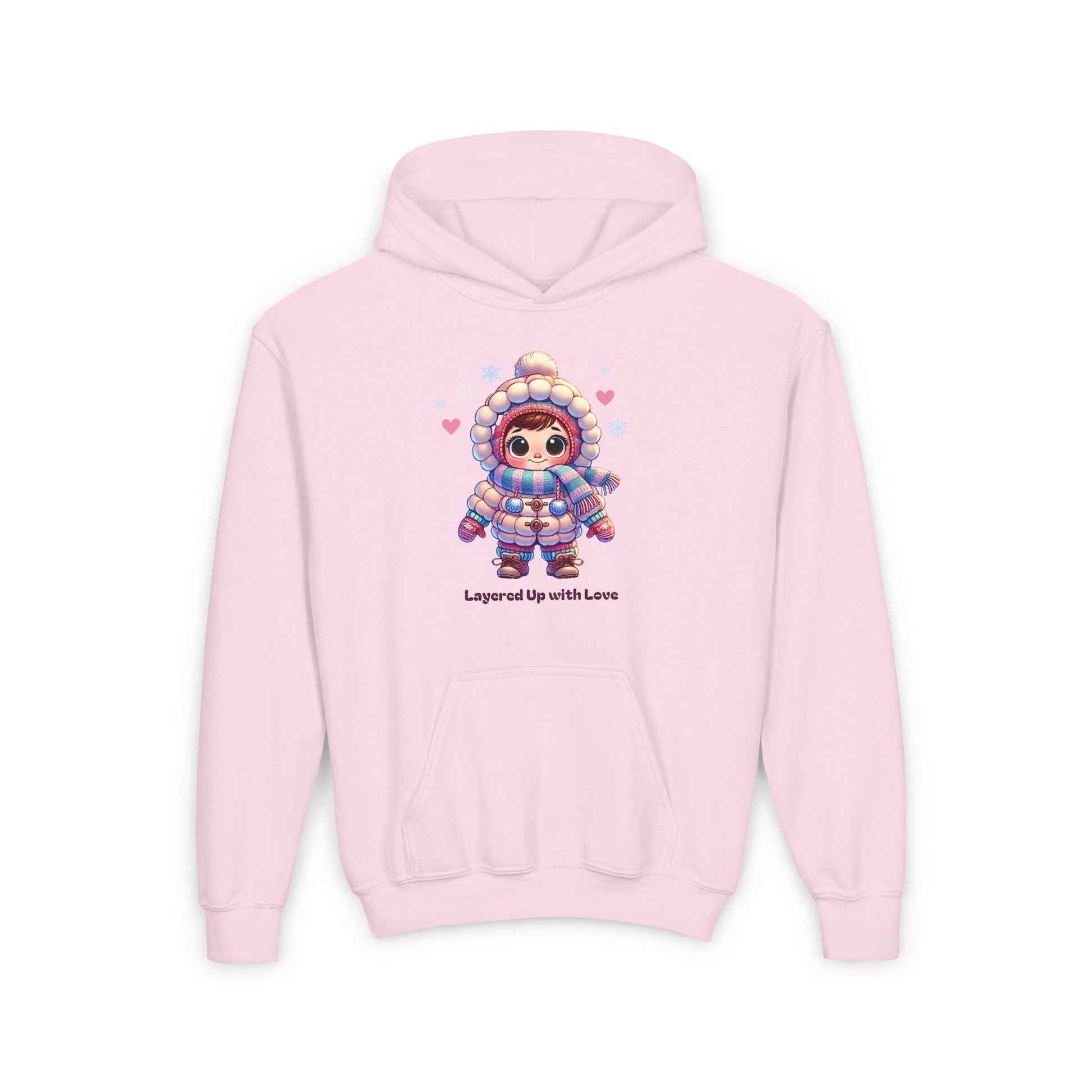 Layered Up with Love (girl) - Cozy Comfort for Kids! ❄️💖 Youth Heavy Blend Hooded Sweatshirt - Whippie's