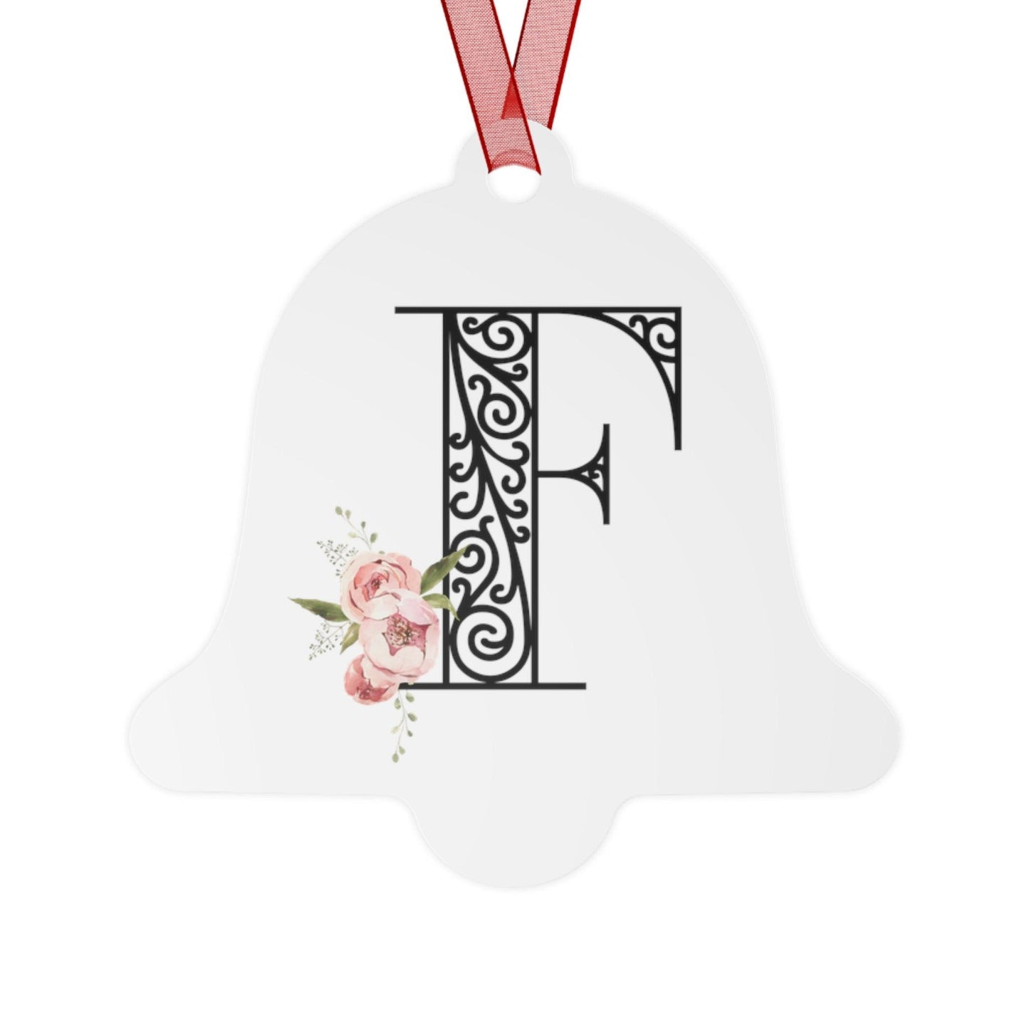 Floral Letters: Letter F - Metal Christmas Ornament - Whippie's