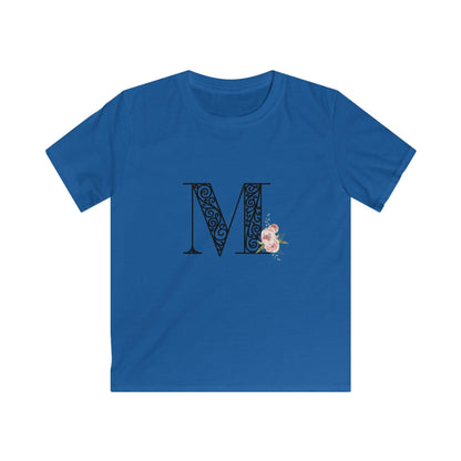 Floral Letters: Letter M - Kids Softstyle Tee - Whippie's