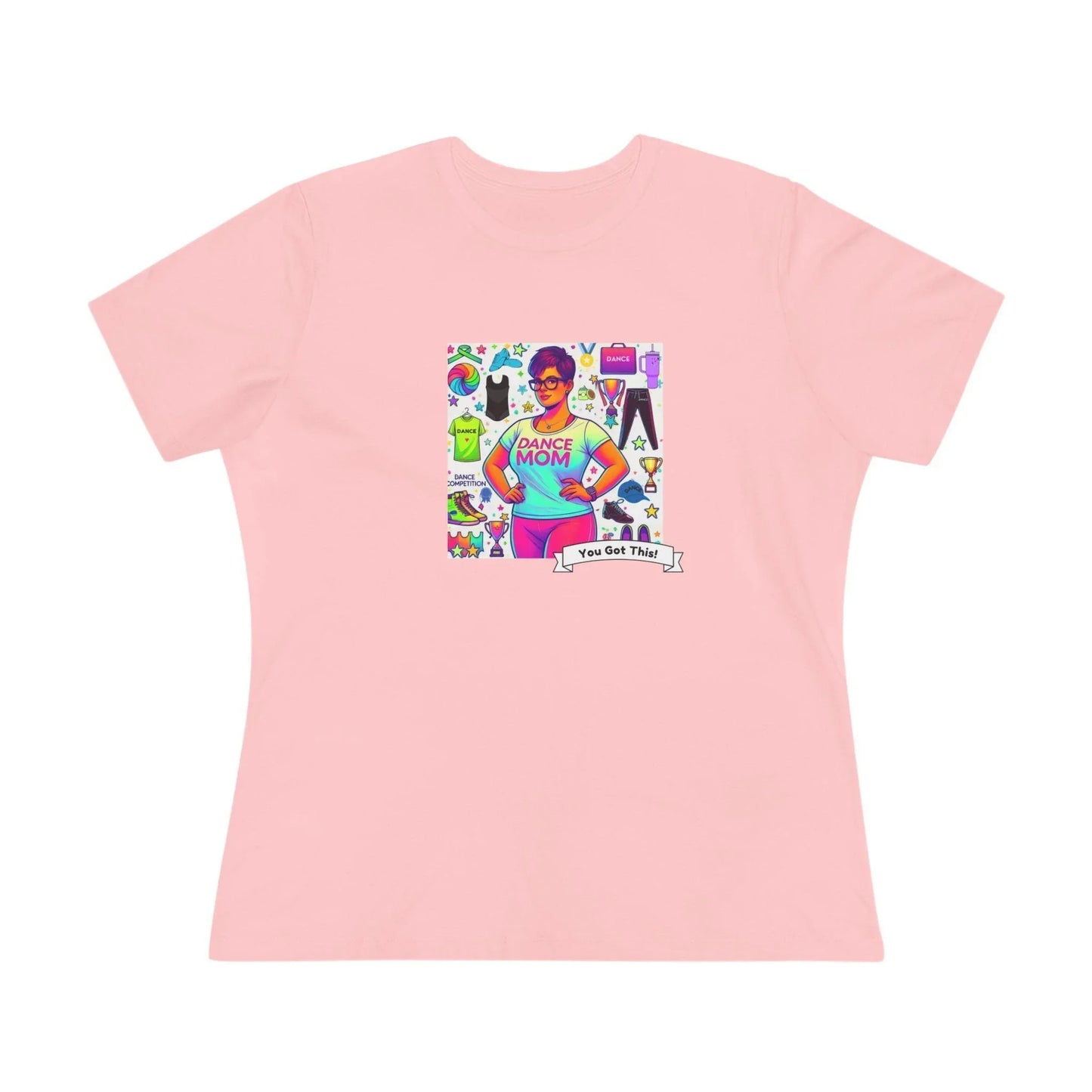 Dance Mom: "You've Got This" - Brunette with Glasses Mom - Short Hair - Boy Dancer - Women's Softsyle Tee - Whippie's