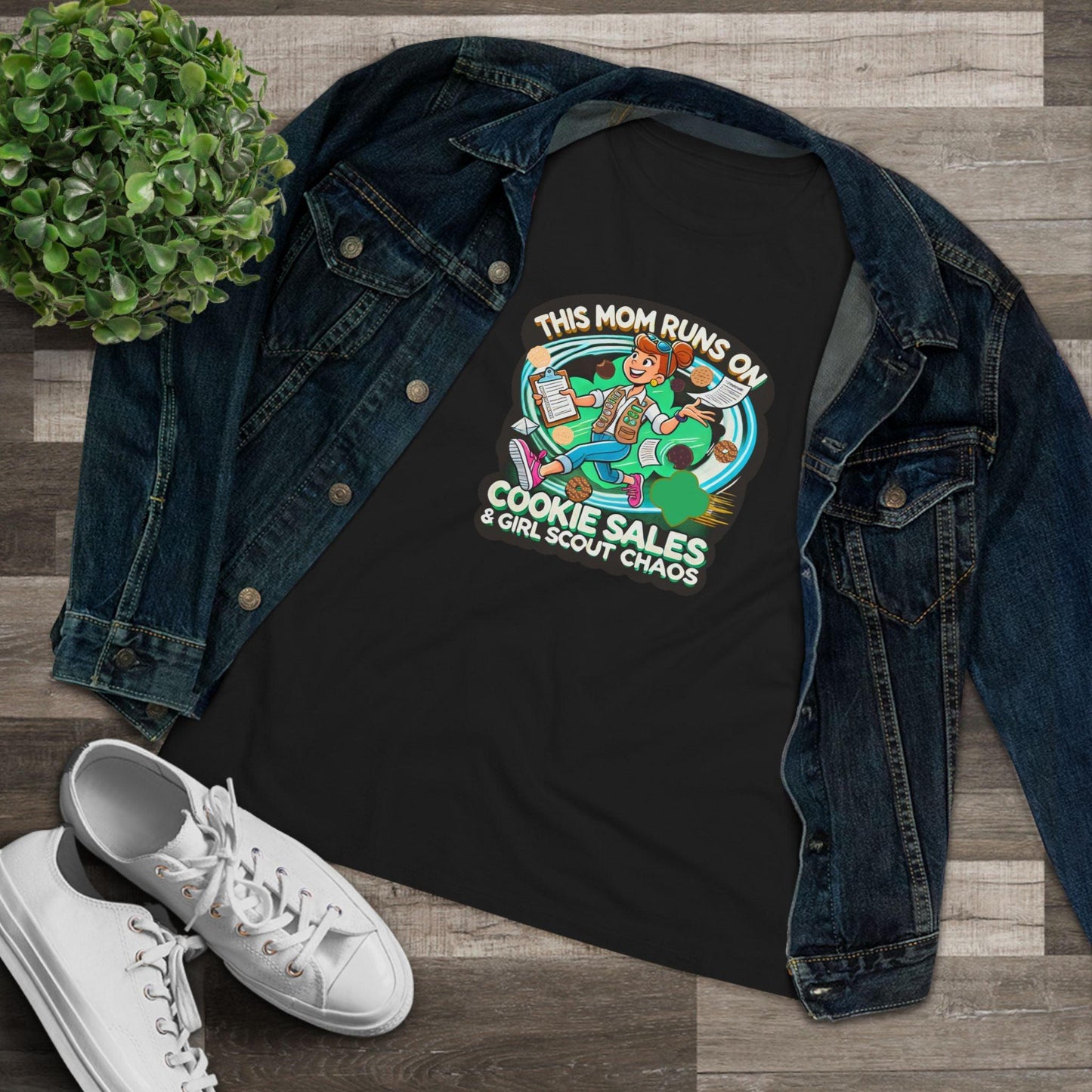 This Mom Runs on Cookies and Girl Scout Chaos - Women's Tee Embrace the Girl Scout Hustle! - Whippie's