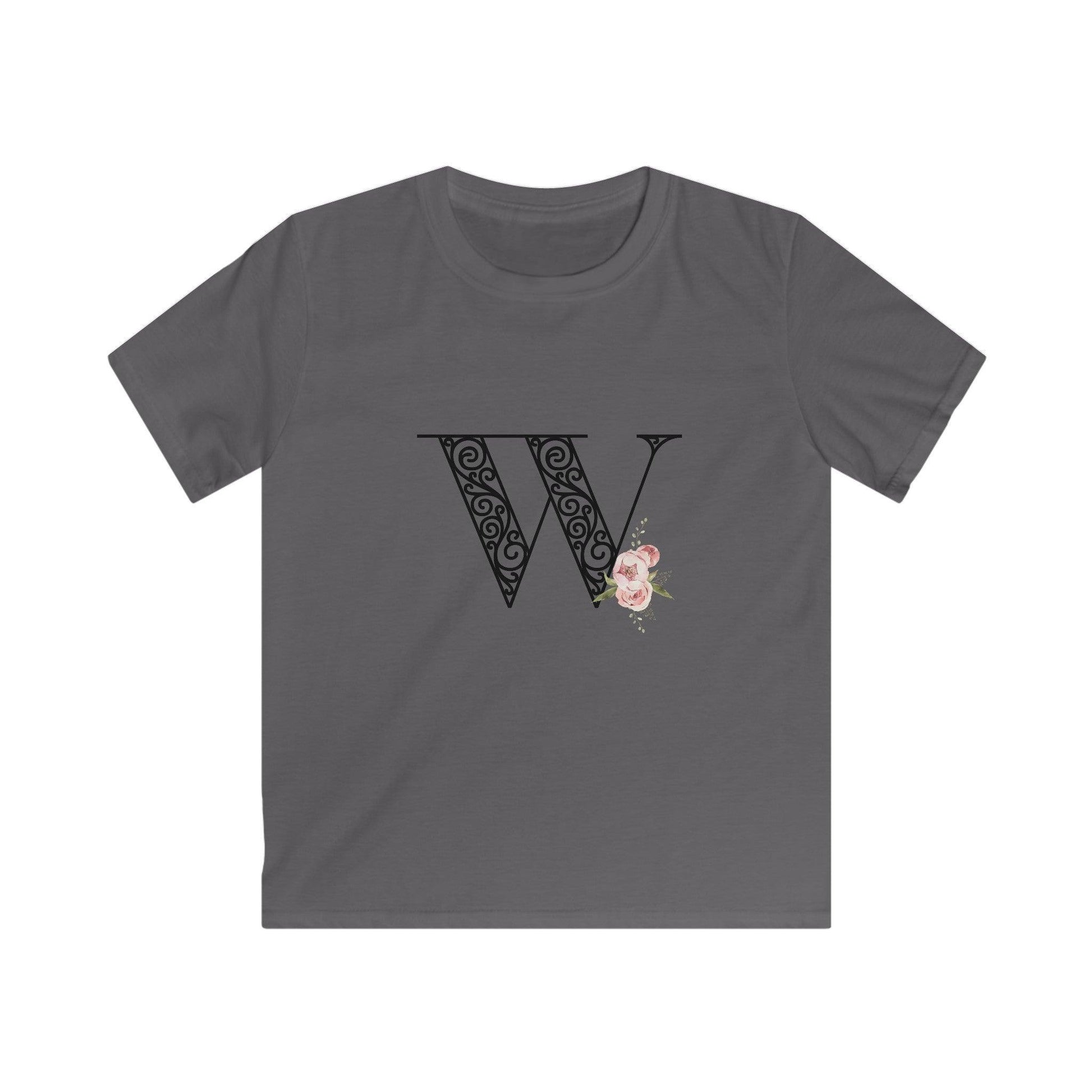 Floral Letters: Letter W - Kids Softstyle Tee - Whippie's