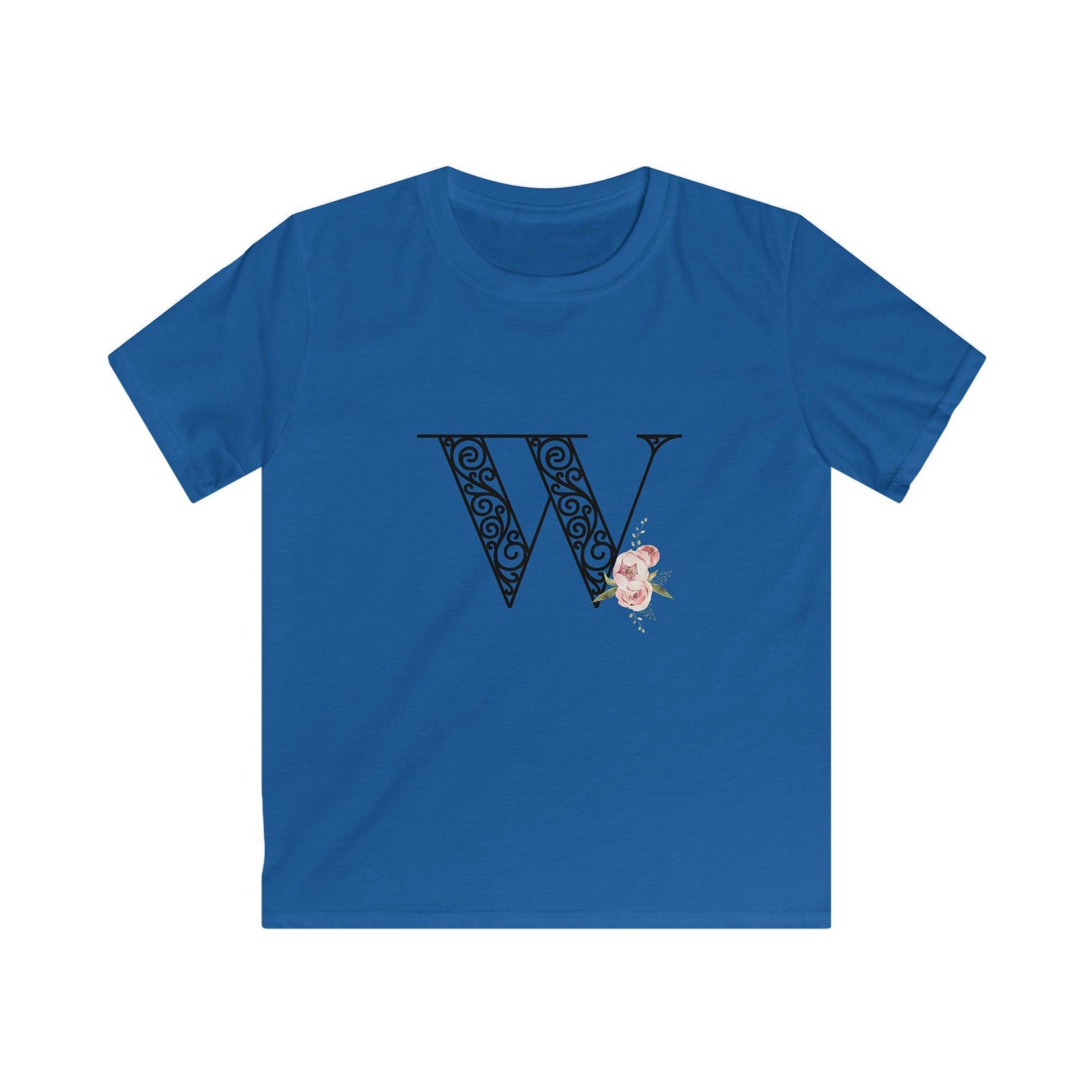 Floral Letters: Letter W - Kids Softstyle Tee - Whippie's