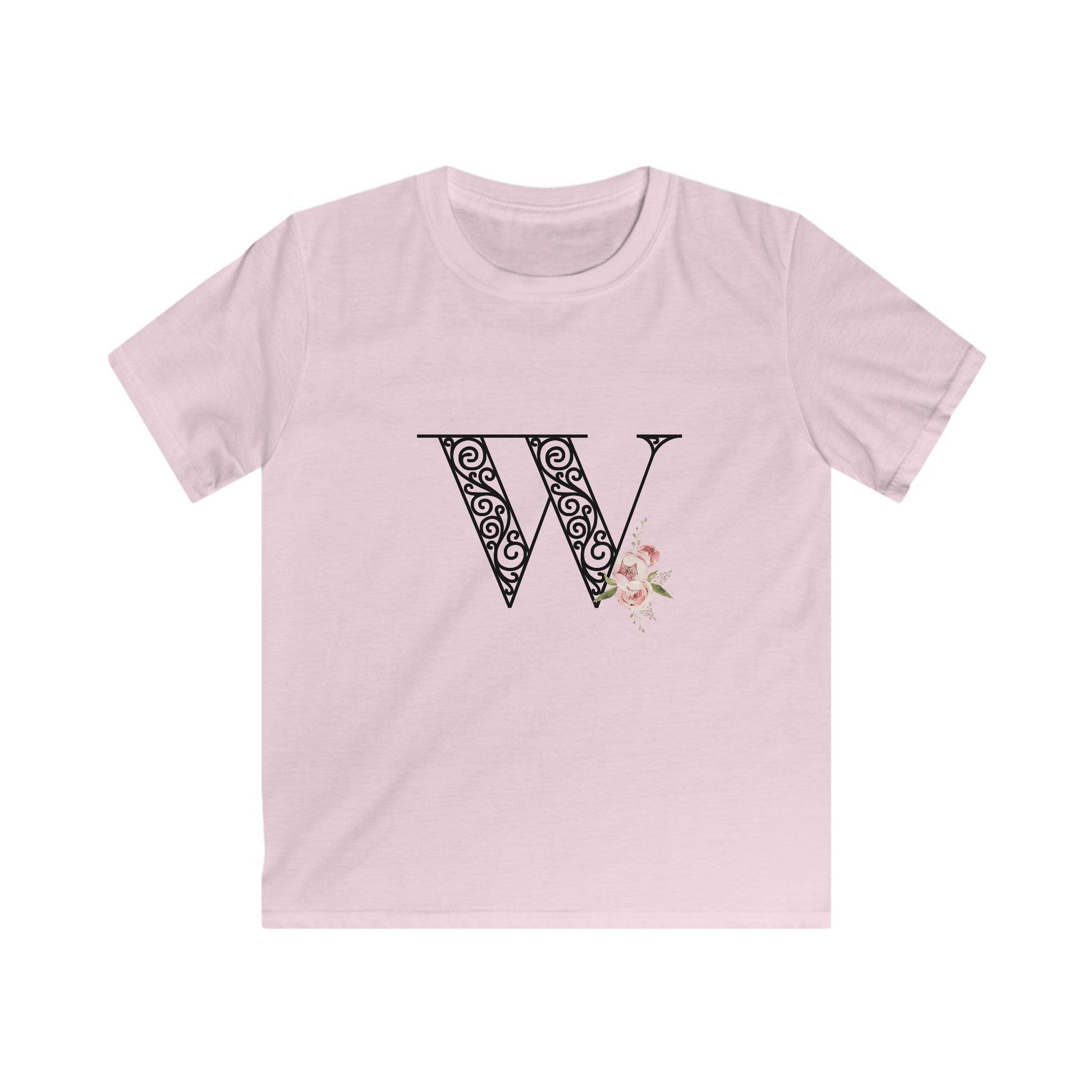 Floral Letters: Letter W - Kids Softstyle Tee - Whippie's