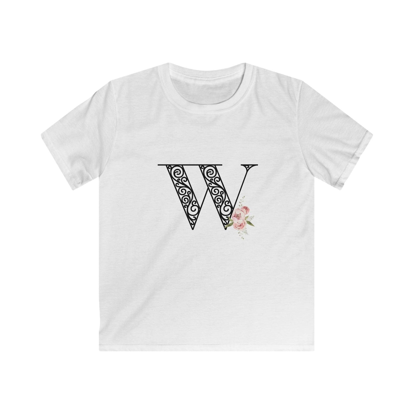 Floral Letters: Letter W - Kids Softstyle Tee - Whippie's