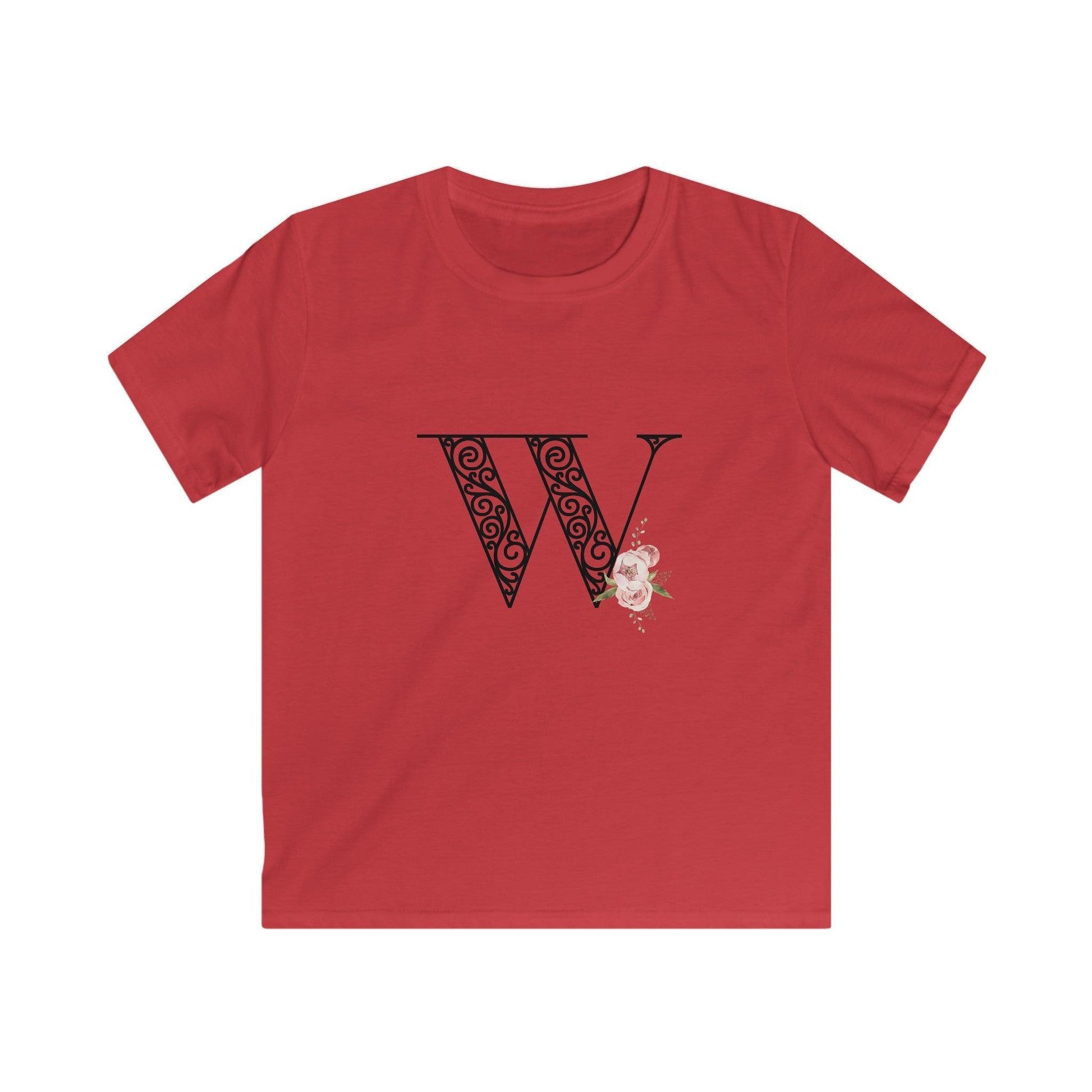 Floral Letters: Letter W - Kids Softstyle Tee - Whippie's