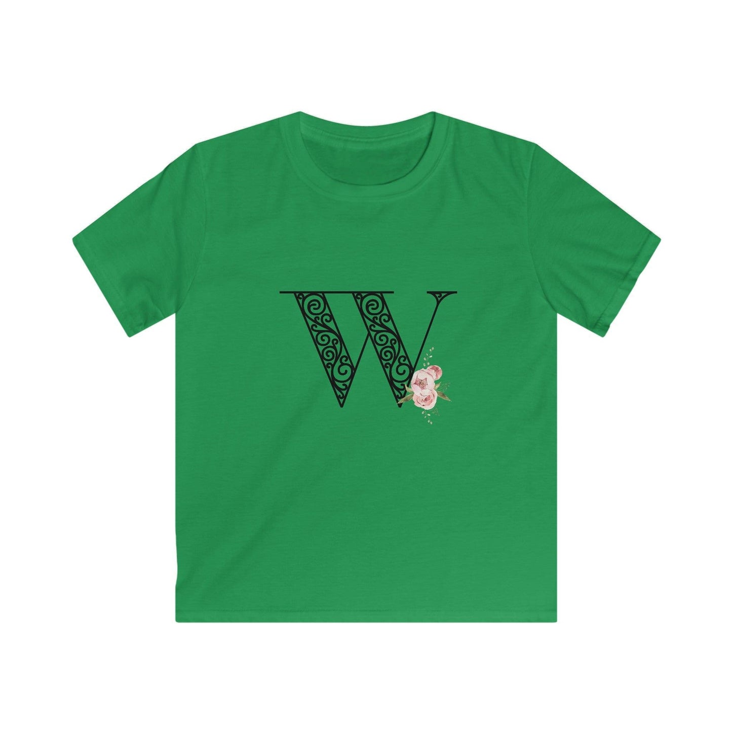 Floral Letters: Letter W - Kids Softstyle Tee - Whippie's