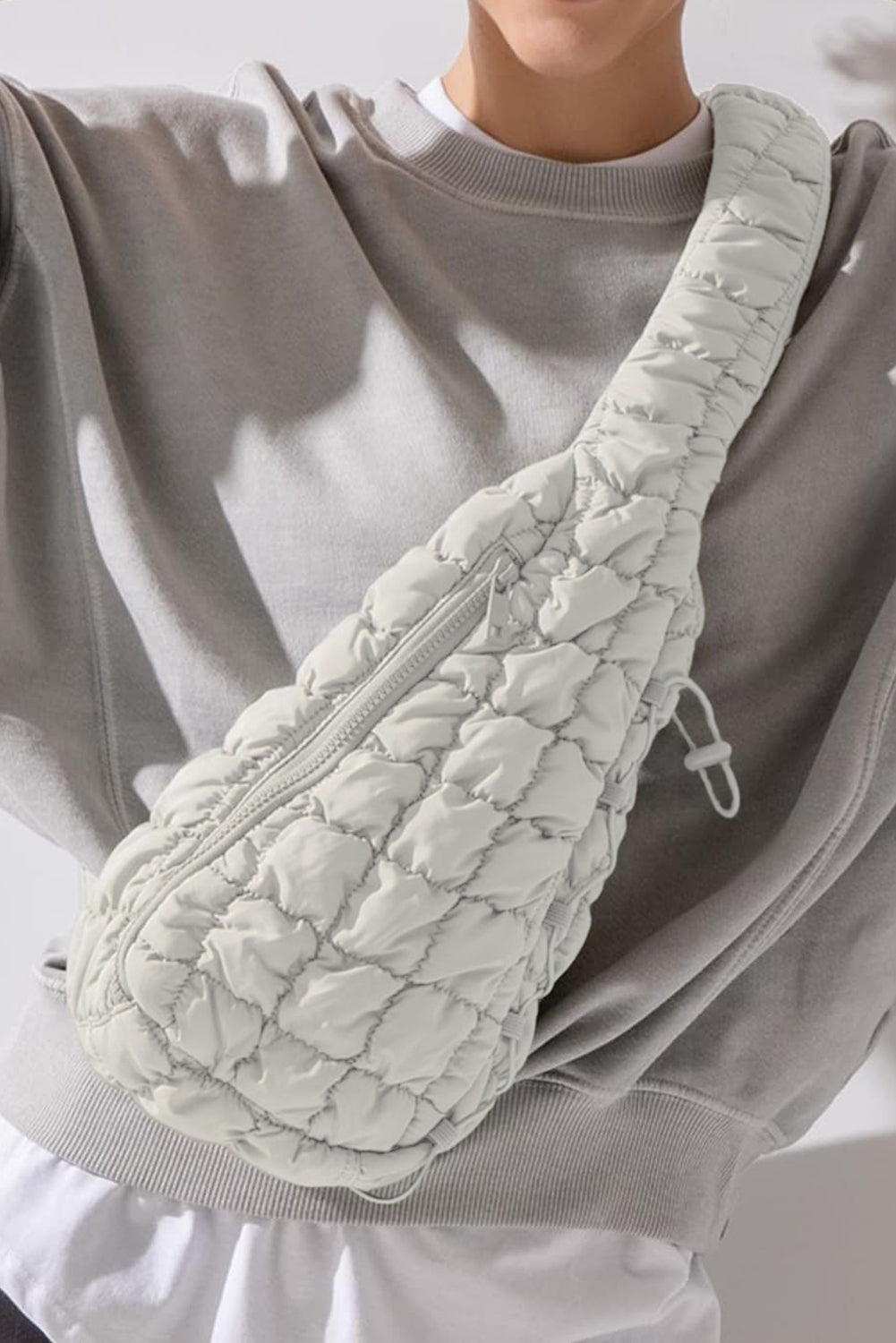 Marshmallow Quilted Sling Bag | Drawstring Crossbody Bag