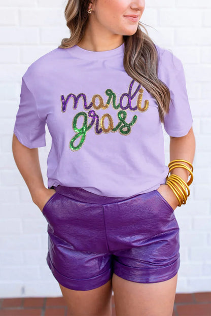 Mardi Gras Tee | Sequin Party Graphic Shirt