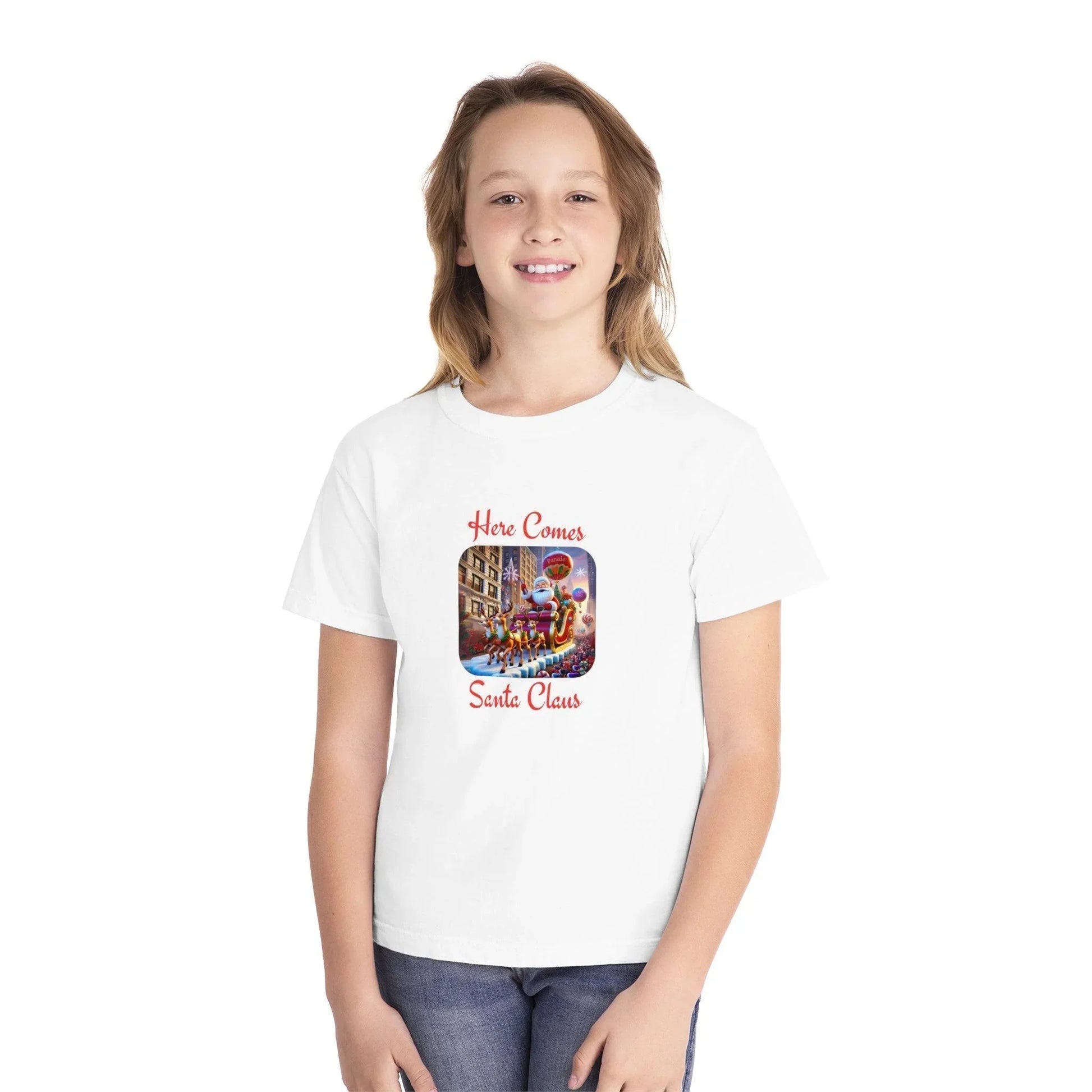 🎅 Here Comes Santa Claus 🎄 Youth Midweight Tee ✨ - Whippie's