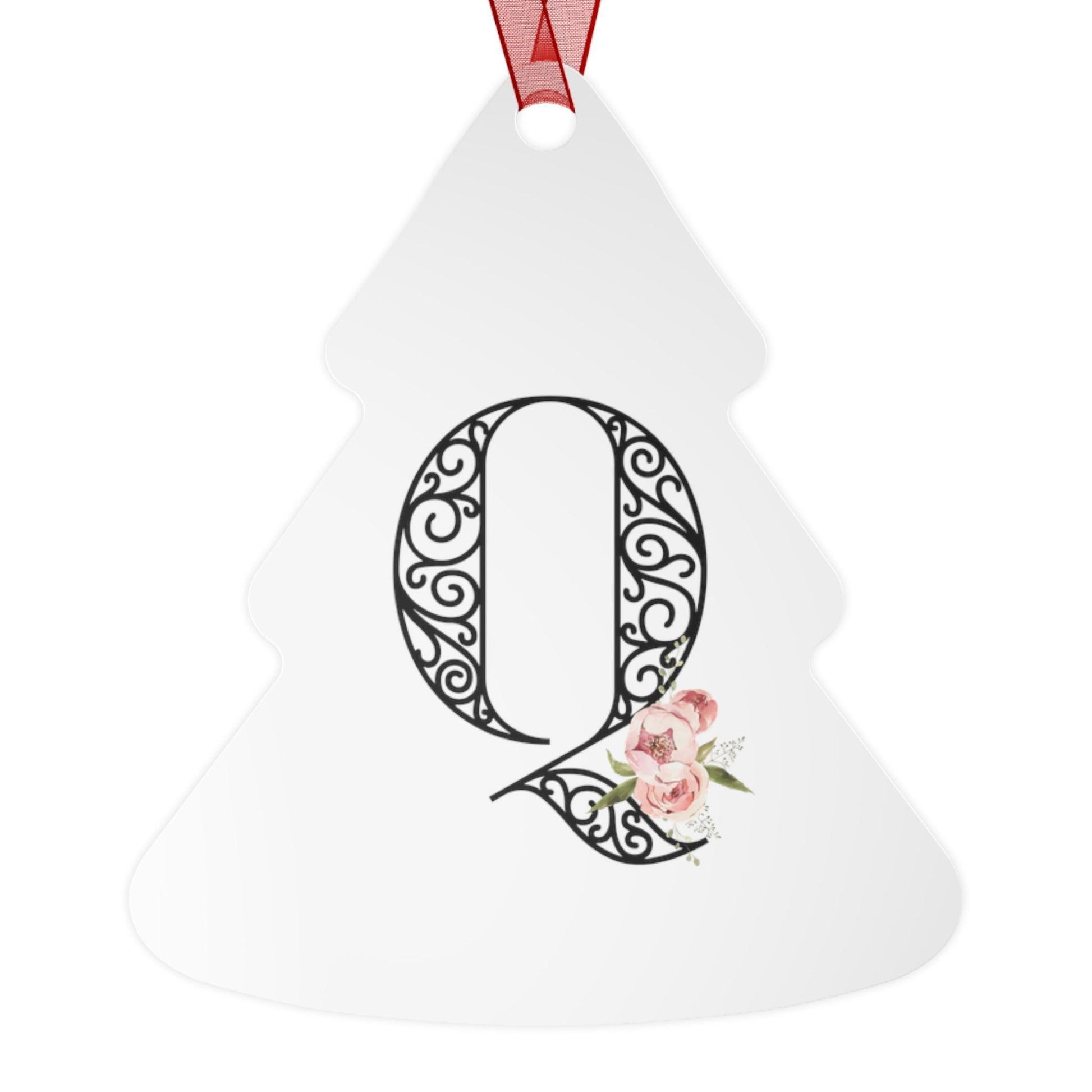 Floral Letters: Letter Q - Metal Christmas Ornament - Whippie's