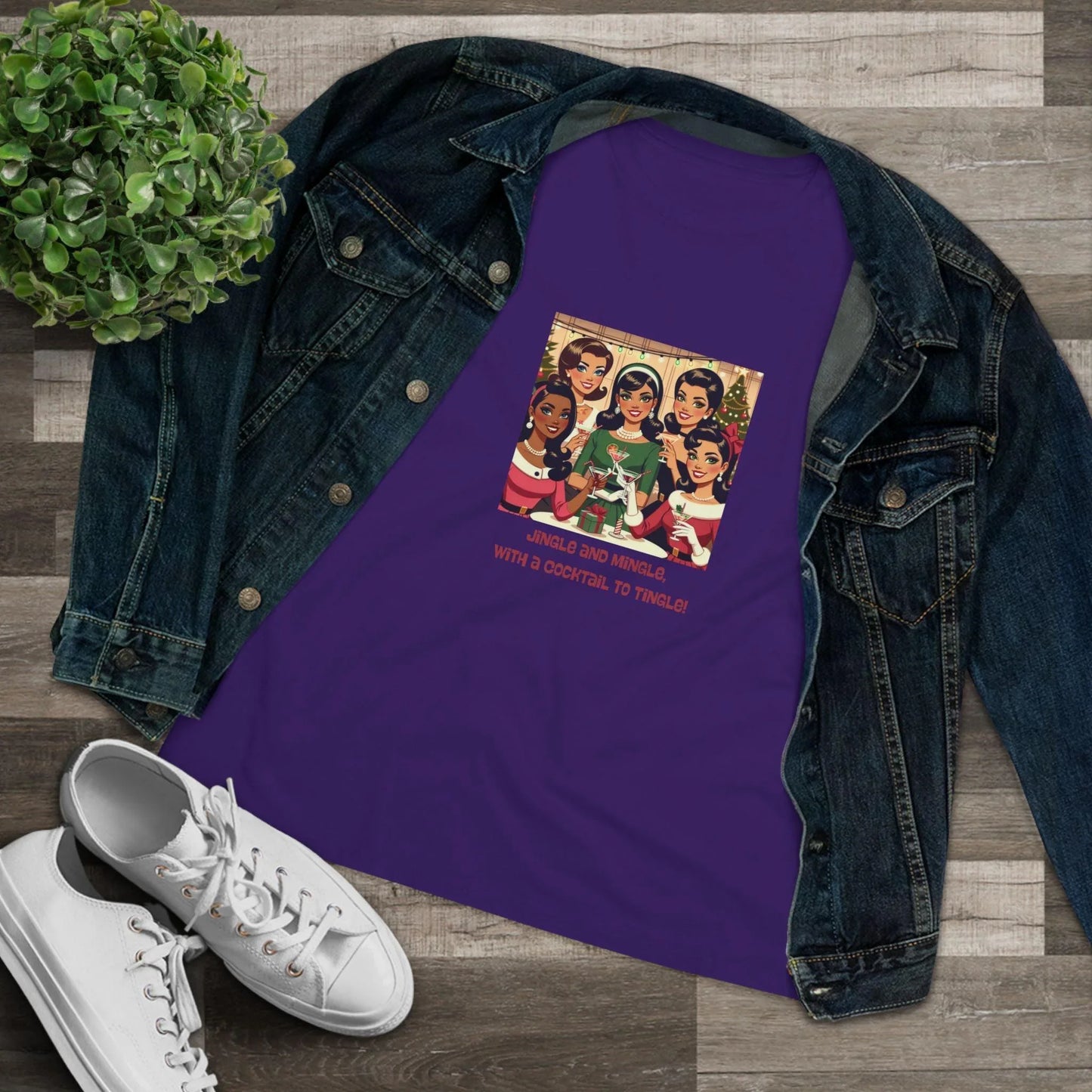 Holiday Friends Sipping Cocktails - Women's Softstyle Tee - Whippie's